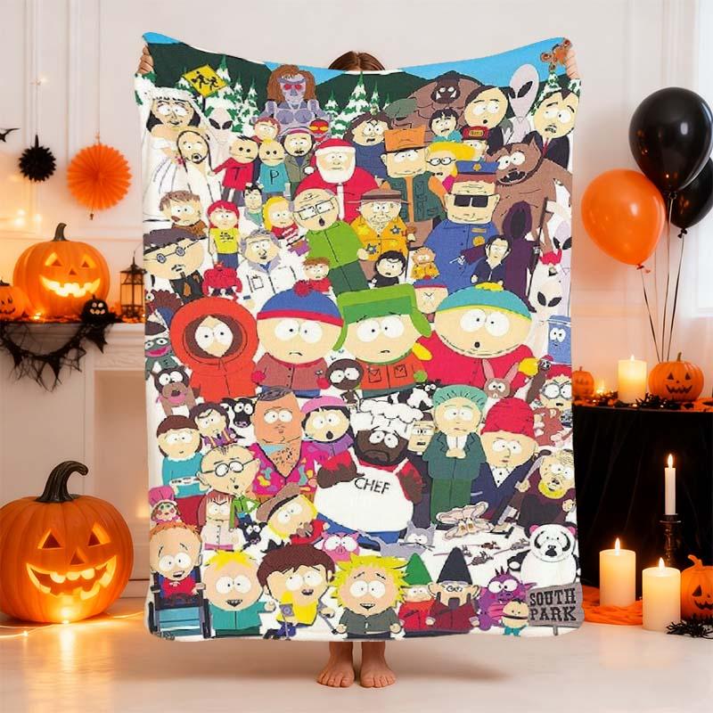South Park All Characters Gathering Flannel Blanket – Soft, Cozy, Washable, All-Season Throw for Sofa, Bed, Office, Camping & Travel, Portable, Anti-Allergy & Tear-Resistant, Perfect Gift for Christmas, Valentine’s Day, Weddings, Birthdays & Home Décor