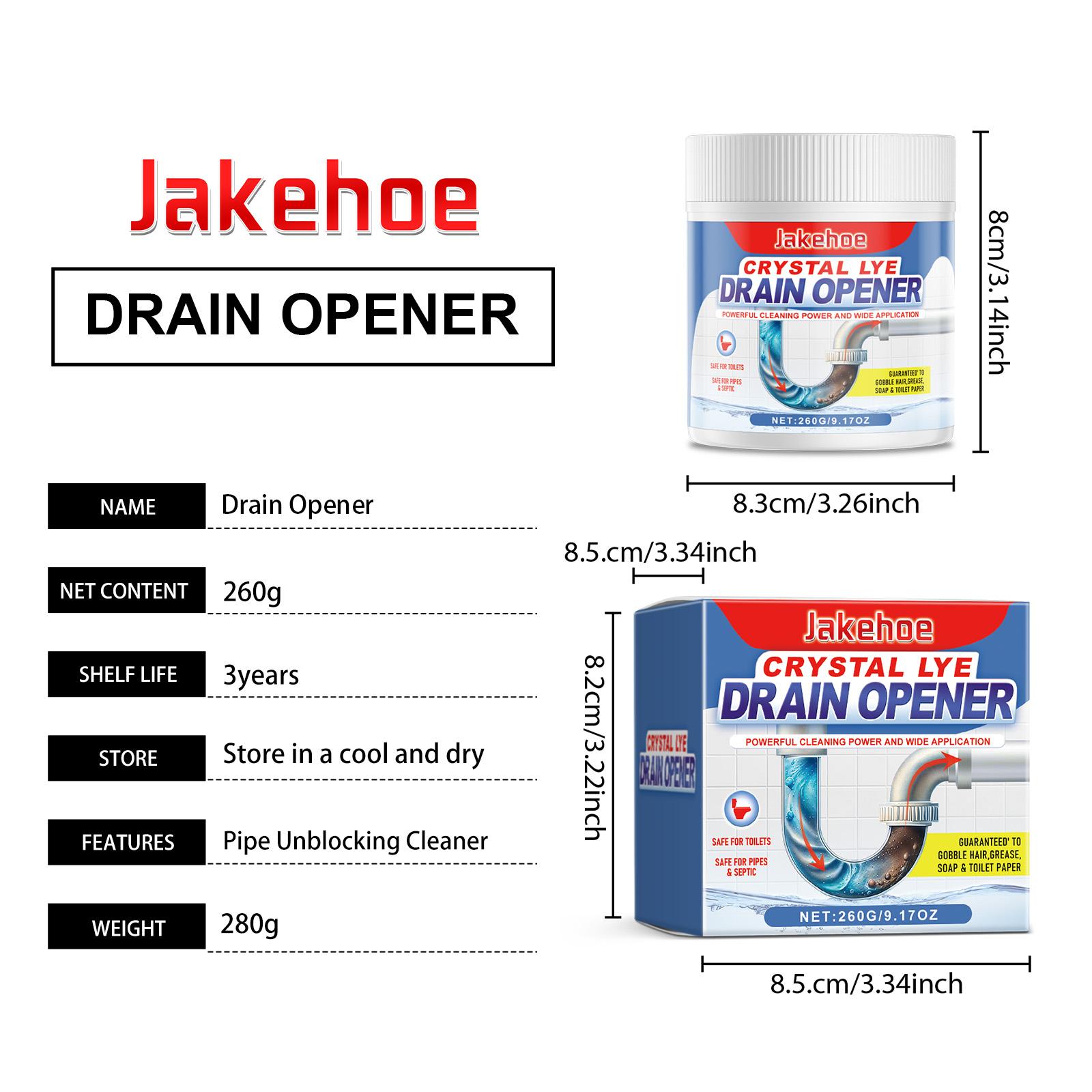 Jakehoe Drain Pipe Unclogging Powder - Cleans, Dissolves, Unclogs, and Removes Scale from Kitchen, Toilet, Sink, and Plumbing Pipes