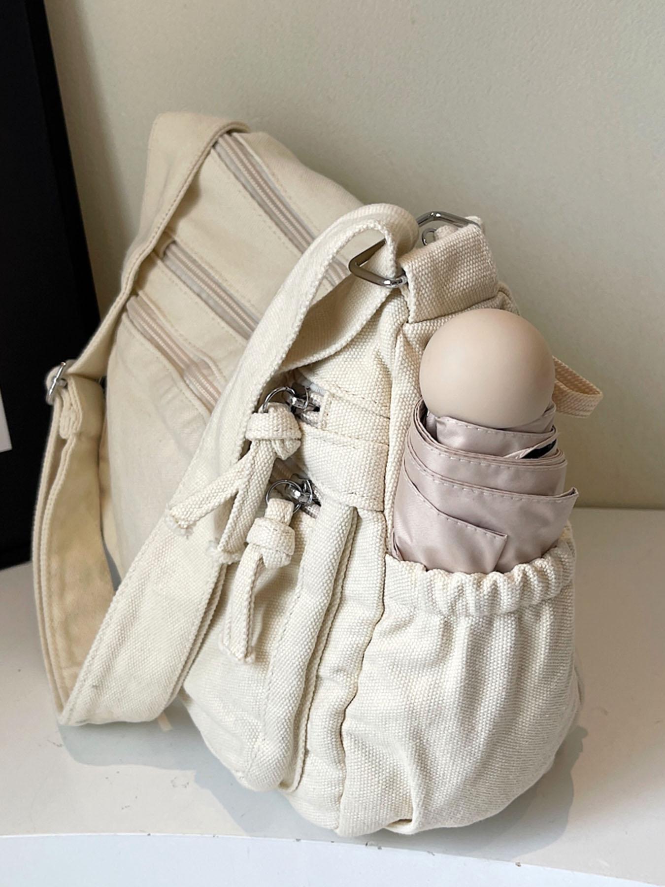 Niche design retro denim washed shoulder messenger bag, multiple zipper pocket design adjustable shoulder strap messenger bag, workwear style fashion trend versatile multi-color selection, suitable for daily commuting, Canvas Crossbody Bag, etc.