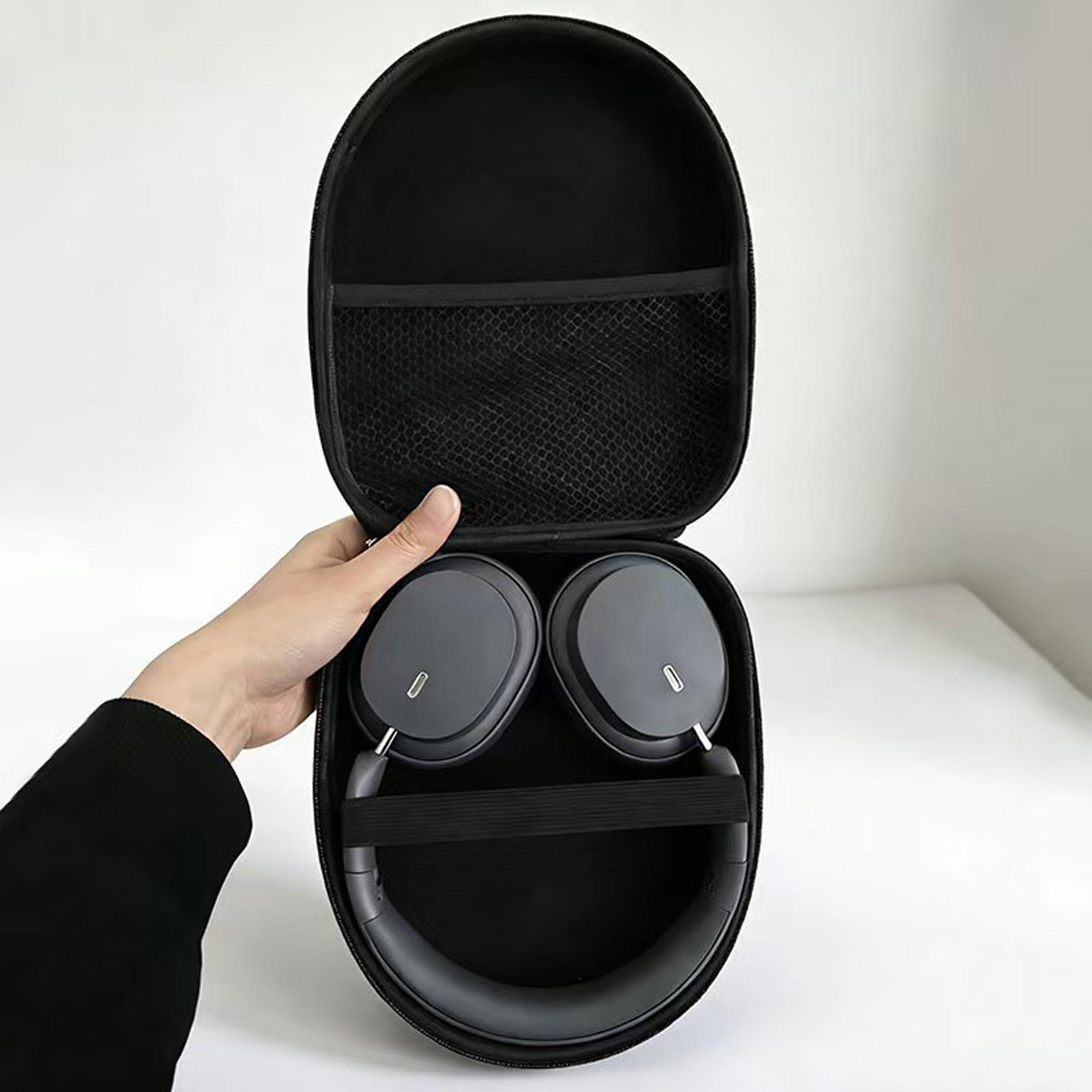 Headphone Storage Case, Portable Scratch-Resistant Hard Shell Earphone Protector, Multi-Device Compatible with Inner Mesh Pocket, Headphone Bag