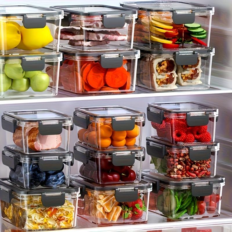 12pcs Stackable Refrigerator, Freezer Storage Containers with Sealing Lids - Transparency PET, Reusable & Durable for Fruits, Vegetables, Meats - Ideal for Kitchen, Cabinet & Fridge Organization, Refrigerator Accessories