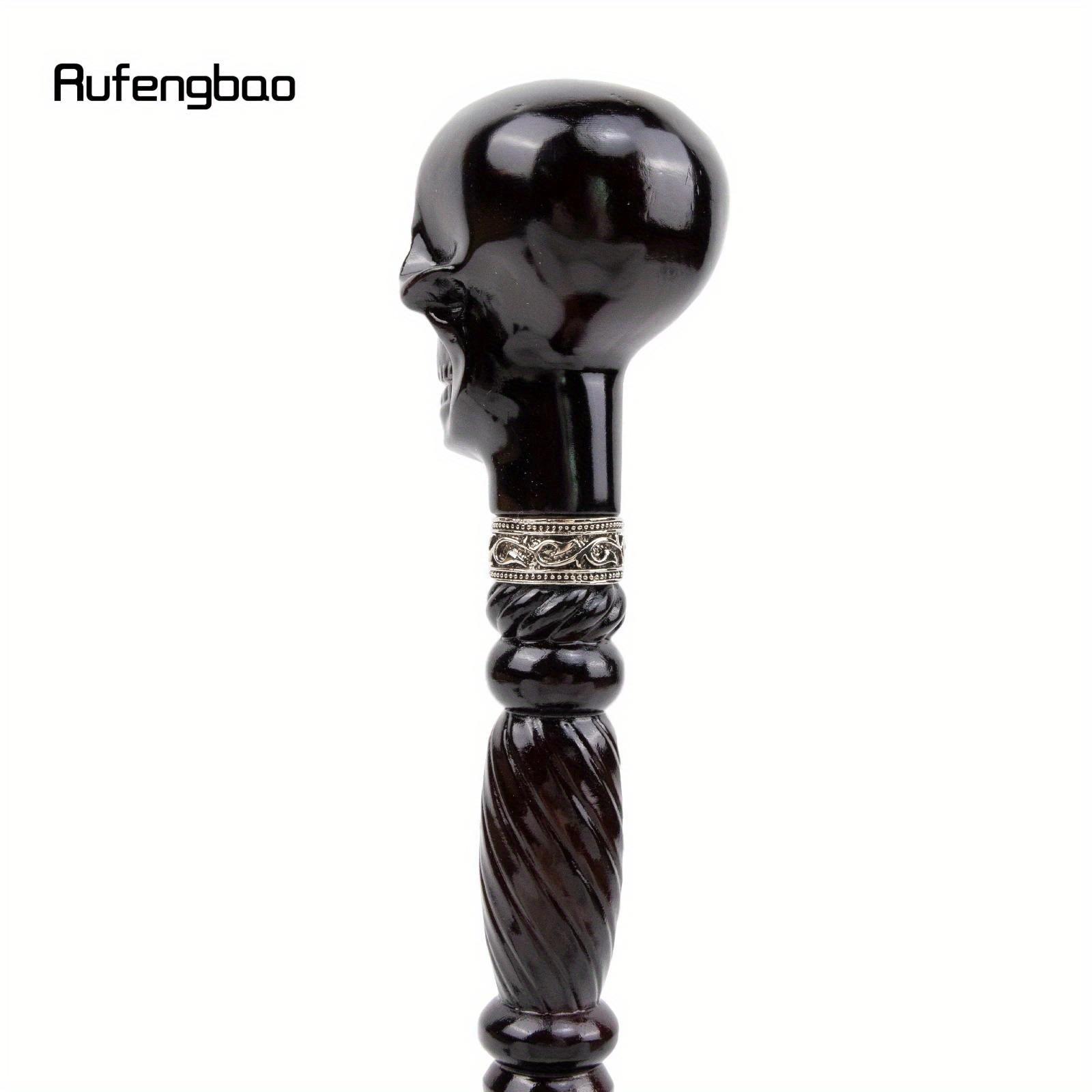 Black Creative Devil Skull Wooden Fashion Walking Stick Decorative Cospaly Wood Walking Cane Halloween Party Event Props Party Photo Prop Mace Wand Crosier 93cm