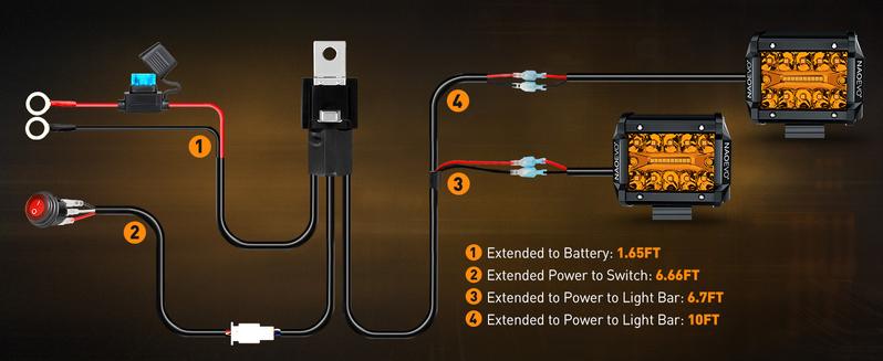NAOEVO 4 Inch LED Pod Lights, Spot Flood Amber Lights with 2 Leads Wiring Harness, Cube Pods for Truck, Boat, ATV, UTV, 2 Pcs (Amber)