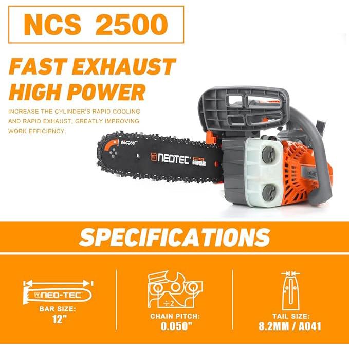 12''Gas Chainsaw,2-Stroke 25.4cc Portable Chain Saws for Trees Gas Powered Wood Cutting