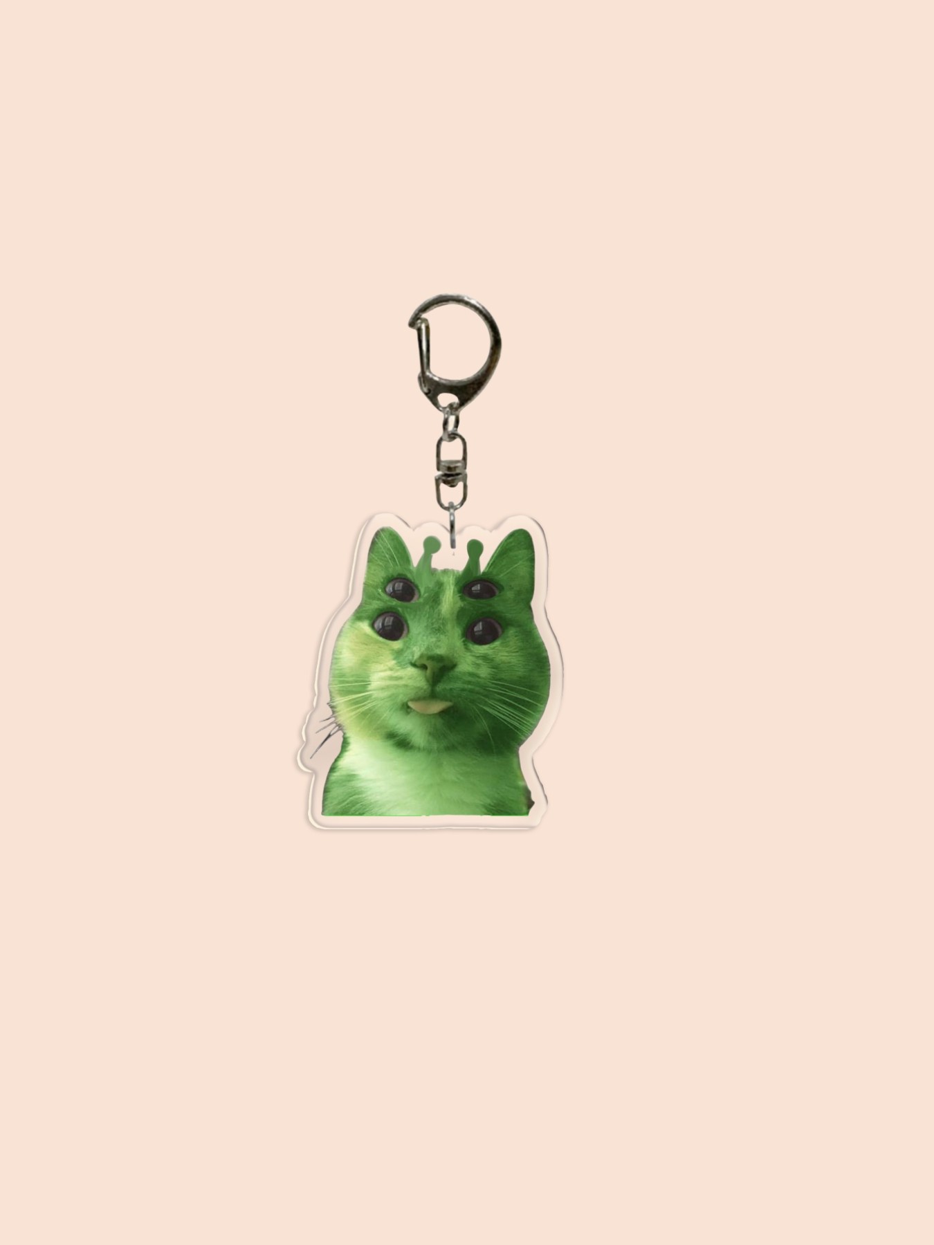 Funny Alien Acrylic Keychain, Face, Alien Cat, Sad Cat Pendant, Backpack Charm, Phone Accessory, Wallet Clip, Friend Gift
