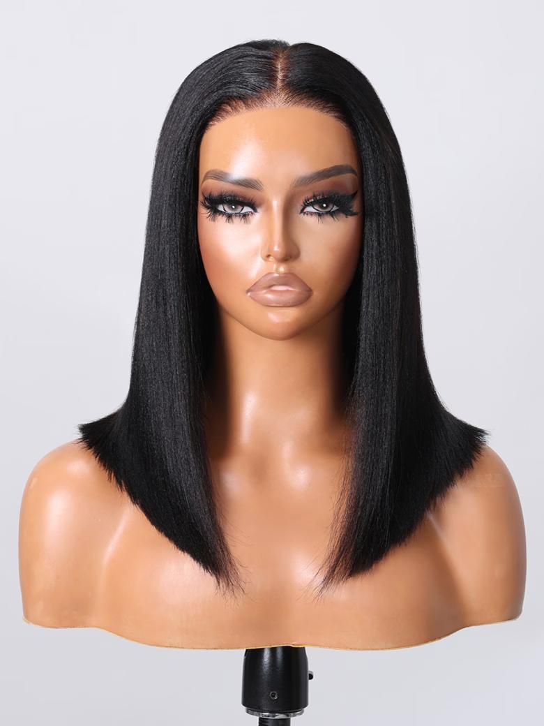 【Upgraded Drawstring】Sunber Glueless Yaki Straight Short Bob Wig Pre-Cut 7x5/13x4 Pre Everything Human Hair Wigs with Invisible Knots