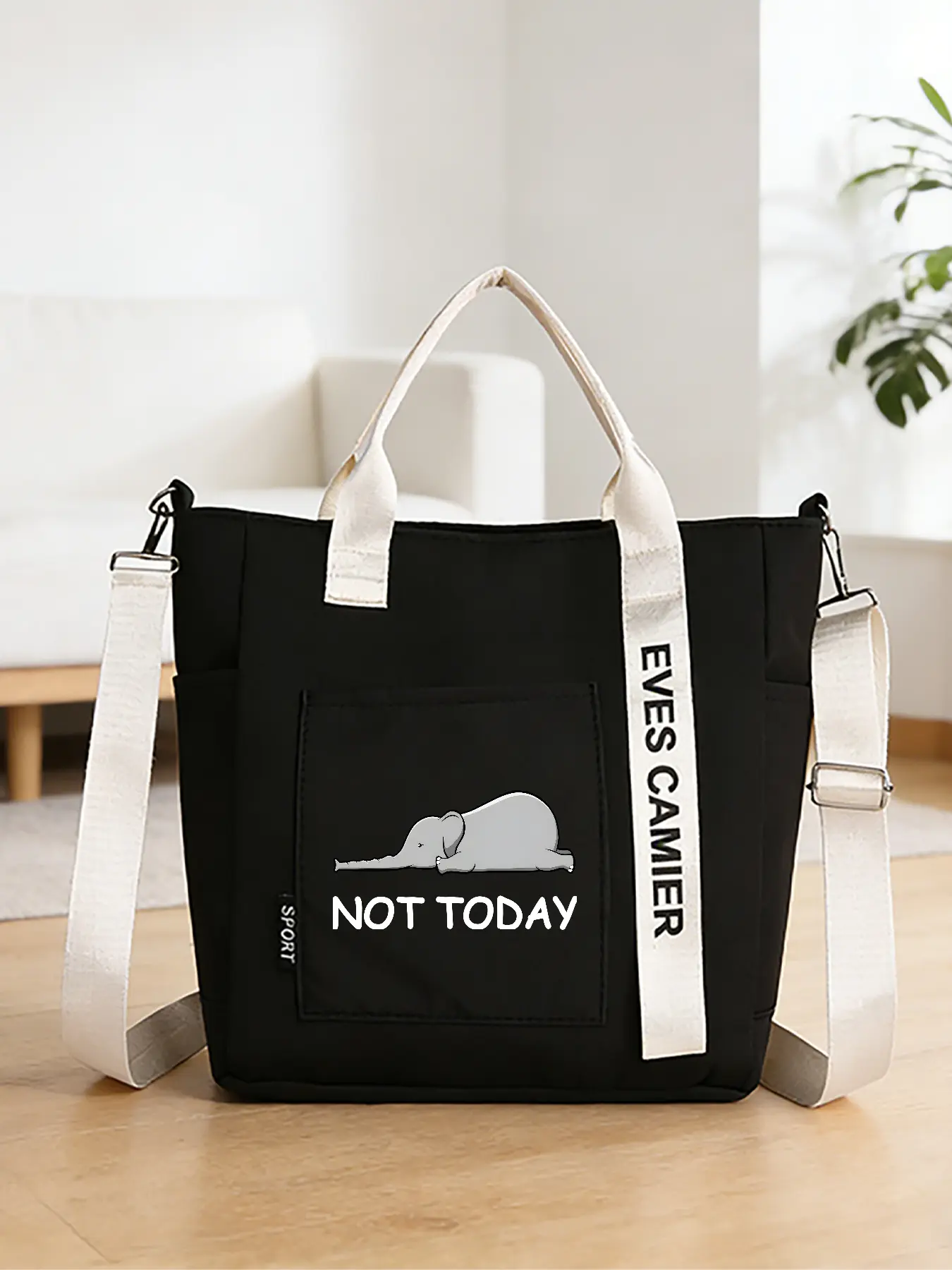 Elephant Pattern Crossbody Bag, Casual Shoulder Bag, Hand-held Shopping Tote, Convertible Hand-held and Crossbody Style. Suitable for Daily Shopping and Commuting, Equipped with Adjustable Shoulder Strap, Trendy Fashion Item, An Ideal Gift.