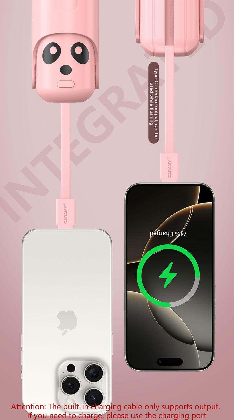 Foldable Handheld Portable Power Bank Mini Fan USB Rechargeable Desktop Fan with Wired Power Bank Portable Fan Mobile Power Bank Charger Pink Folding fan