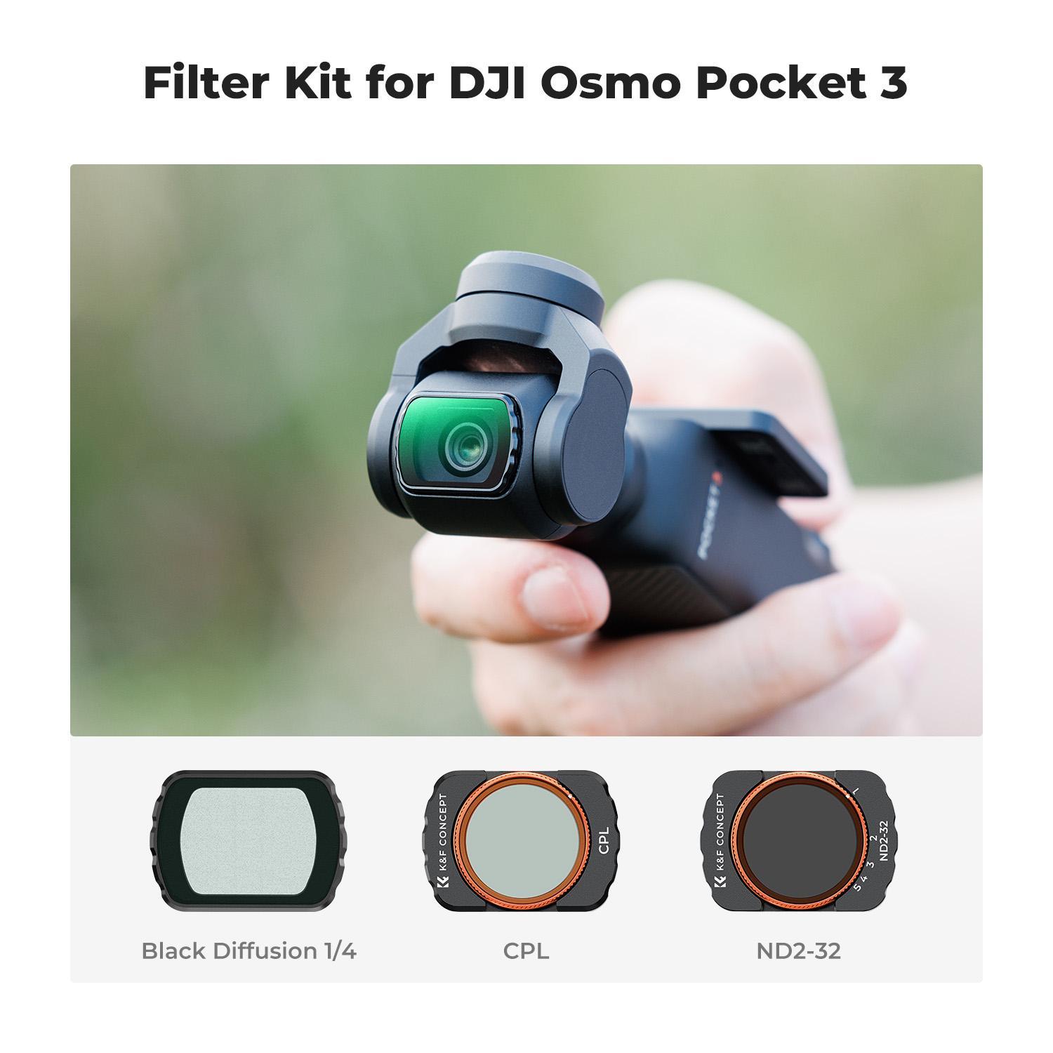 [K&F CONCEPT]Magnetic Effect & ND & CPL Filter Set Compatible with DJI Osmo Pocket 3, 3 Pack CPL Black Diffusion 1/4 ND2-32 Filters Accessories, HD Optical Glass/Multi-Coated