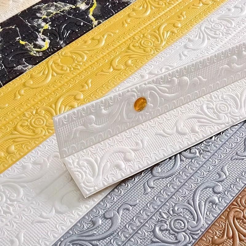 3-Pack Vinyl Wallpaper Strips, Self-Adhesive Waterproof Edge Seals, Interior & Exterior Baseboards, Ceiling & Wall Decor, Easy Application, Peel And Stick Wallpaper