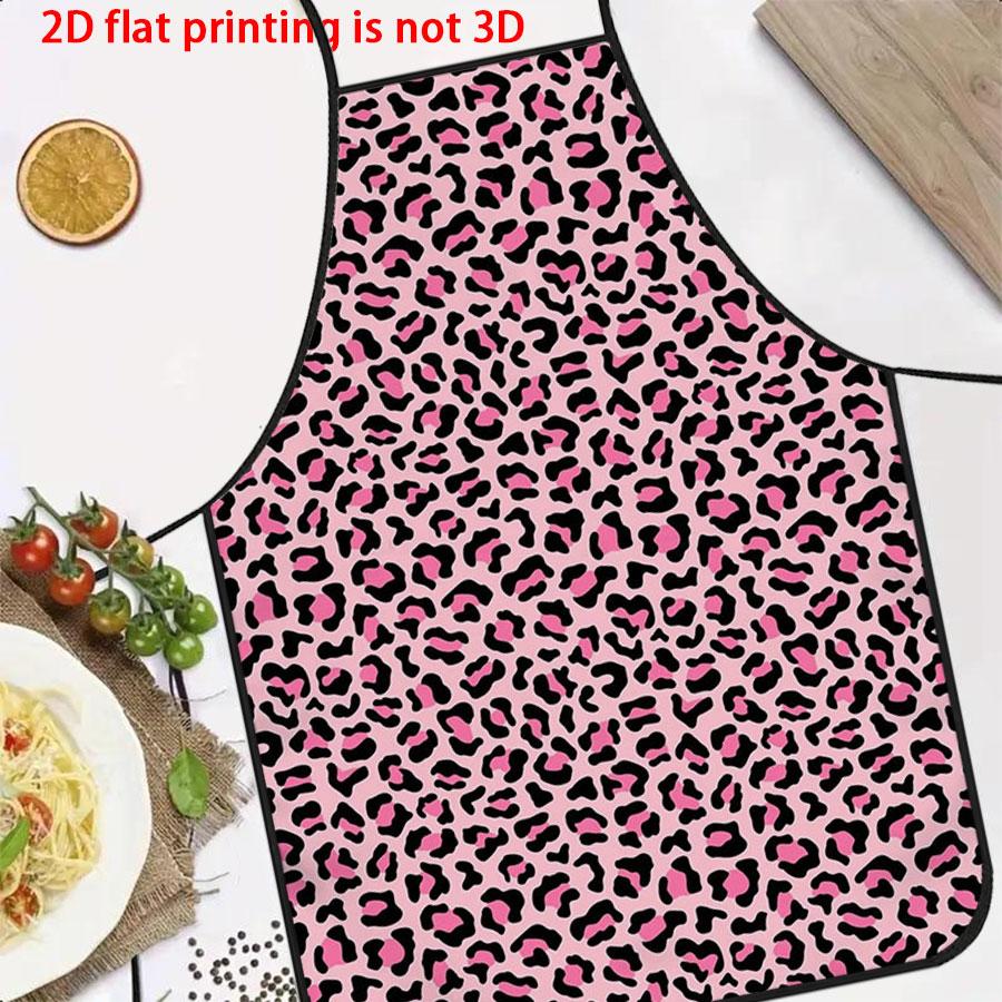 Unisex Leopard Print Apron, Durable Polyester Material, Ideal for Cooking, BBQ, Gardening, Painting, Manicure, Indoor & Outdoor Use