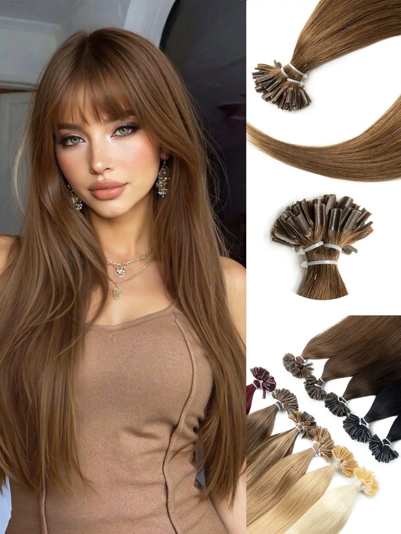 U Tip Hair Extensions Real Human Hair, Pre-Install Keratin U Tips, Multiple Lengths & Colors, Durable & Reusable, Salon-Quality