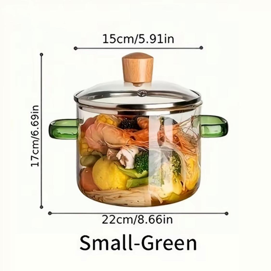 High Borosilicate Glass Cookware Steam Pot Set with Lid & Easy Grip Handle, Food Grade Non Toxic Lead Free BPA Free Multiuse Durable Kitchenware, Stovetop & Dishwasher Safe for Stew Soup Pasta Baby Food Home Kitchen Daily Use