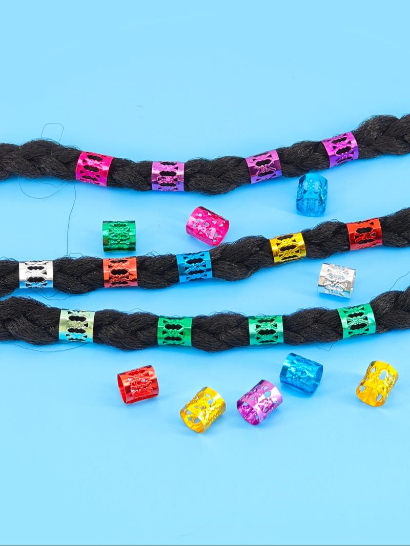 500pcs Multicolor Hair Jewelry Rings for Braids, Dreadlocks Beads, Colorful Aluminum Ring, Adjustable Metal Cuffs for Women and Girls