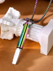 Adjustable Breathing Necklace with Free Flavored Cotton Wicks, Detachable Stainless Steel Core, Anxiety & Stress Relief Jewelry, Ideal Gift for Her/Him, Perfect for Daily Calming & Self-Care.Stress & Anxiety Relief Tool, Versatile Calming Jewelry for Men