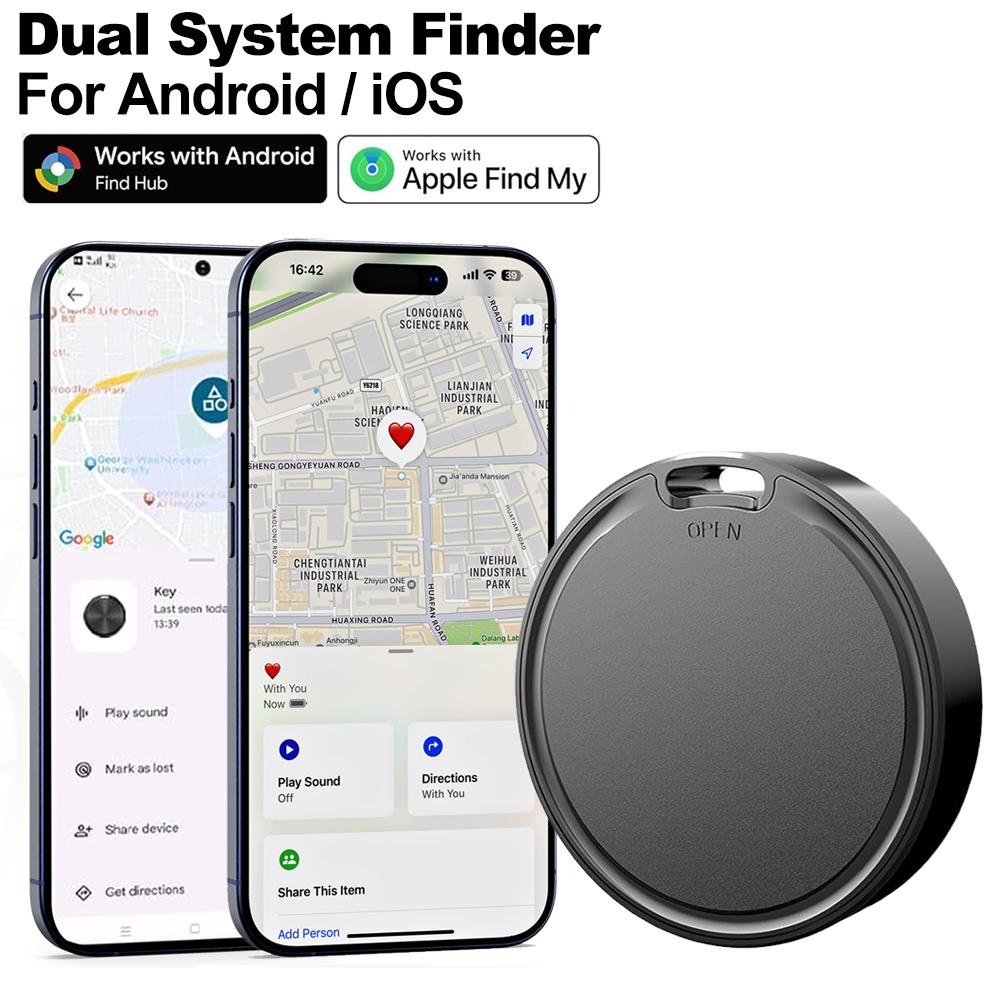 Smart dual-system Android iOS Round GPS tracker, Smart key finder, supports precise positioning for Android and Apple smartphones, suitable for accurate tracking and anti-lost use for the elderly, children, pets, keychains, wallets