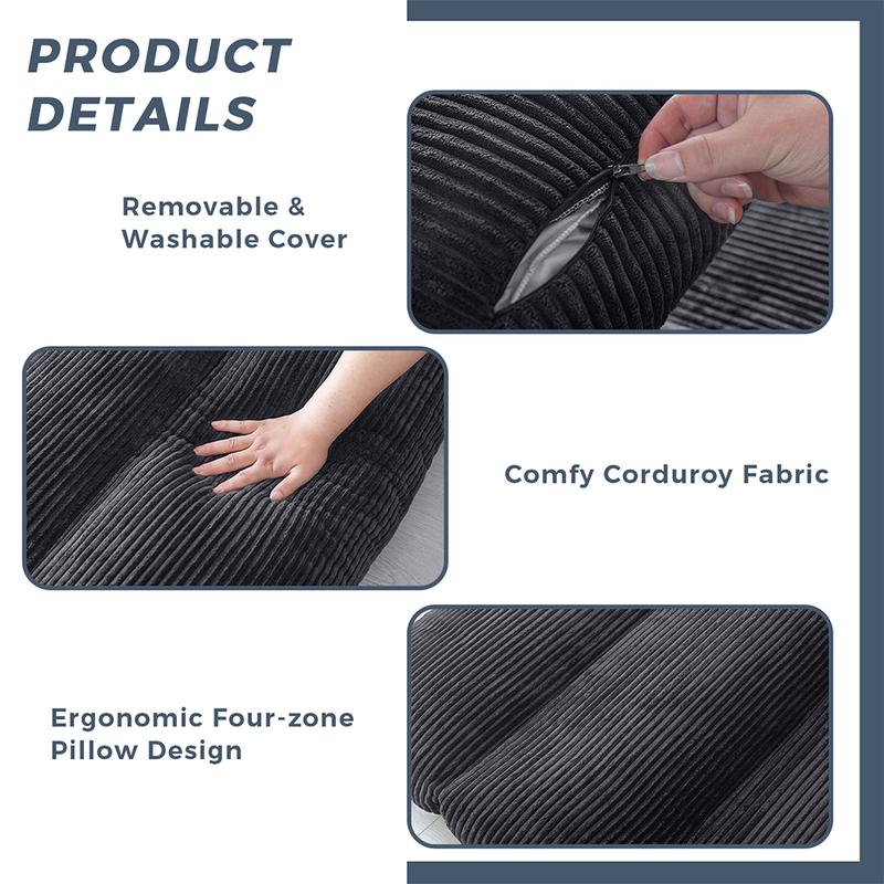 MAXYOYO Dark Grey Corduroy Folding Sofa Bed, Bean Bag Sofa Bed Floor Mattress with Washable Cover - 2-in-1 Lounger for Small Spaces