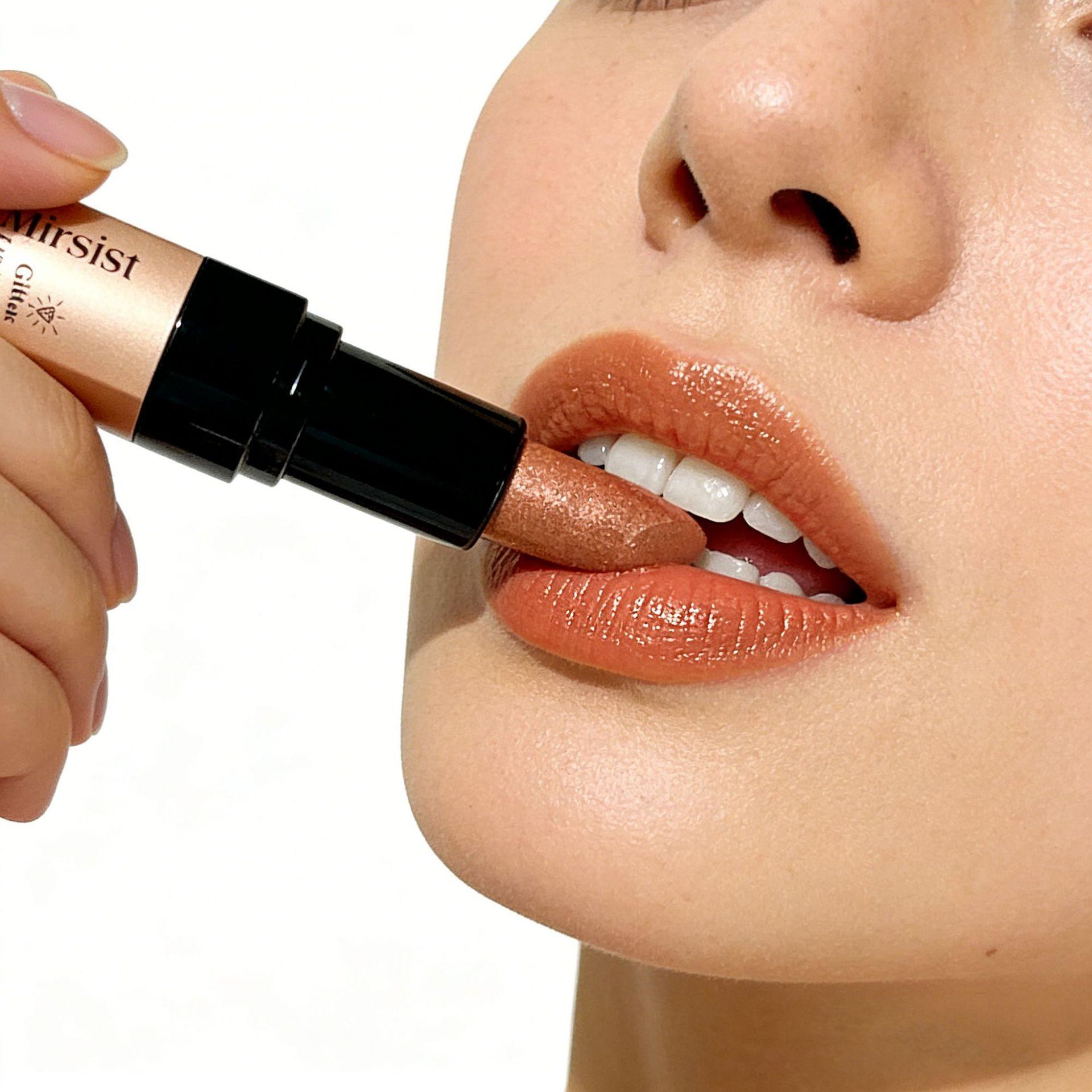 Single Tube 6-Color Metallic Gloss Lipstick, Gold Flash 3D Lipstick, Sparkling Pearl Shine Lipstick, Ideal Gift, Mother's Day Gift