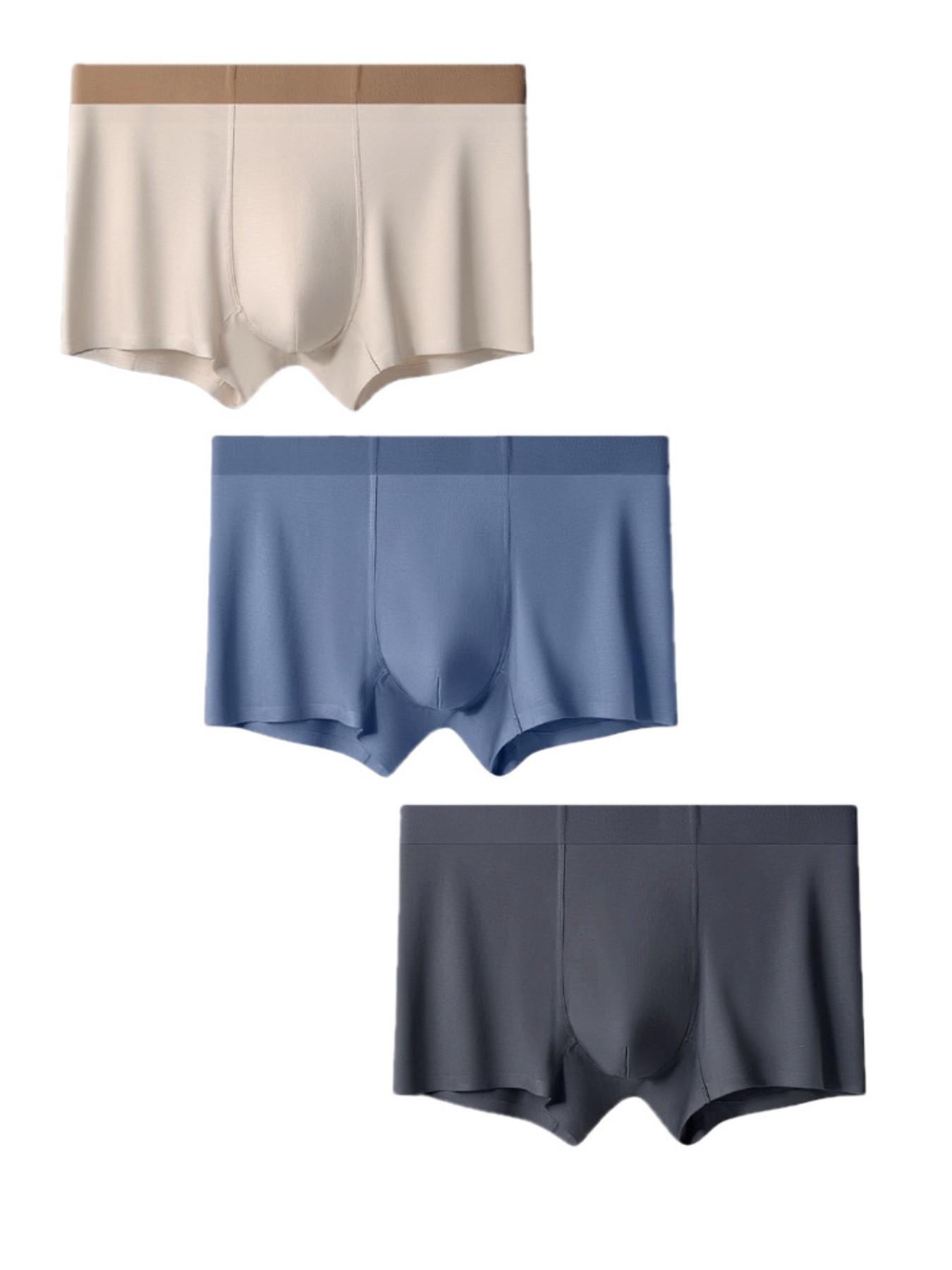 Men's Modal Underwear Minimalist Seamless Solid Thin Japanese Basic Silky Style Business Luxury Casual High Stretch No Chafing Breathable Antibacterial Quick-Drying Skin-Friendly No Ride-Up No Stuffiness for Big Guys Office Workers Gym 3/5/7 Packs