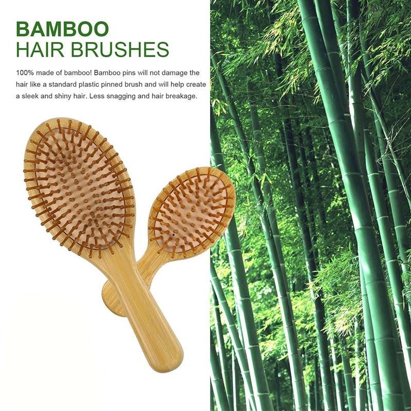 Bamboo Hair Comb Set, 4-Count Natural Bamboo Paddle Detangling Hairbrush, Wide-Tooth and Tail Comb, Smoothing Hair Styling Tools for Women and Men, Curly Hair Care Grooming Gift