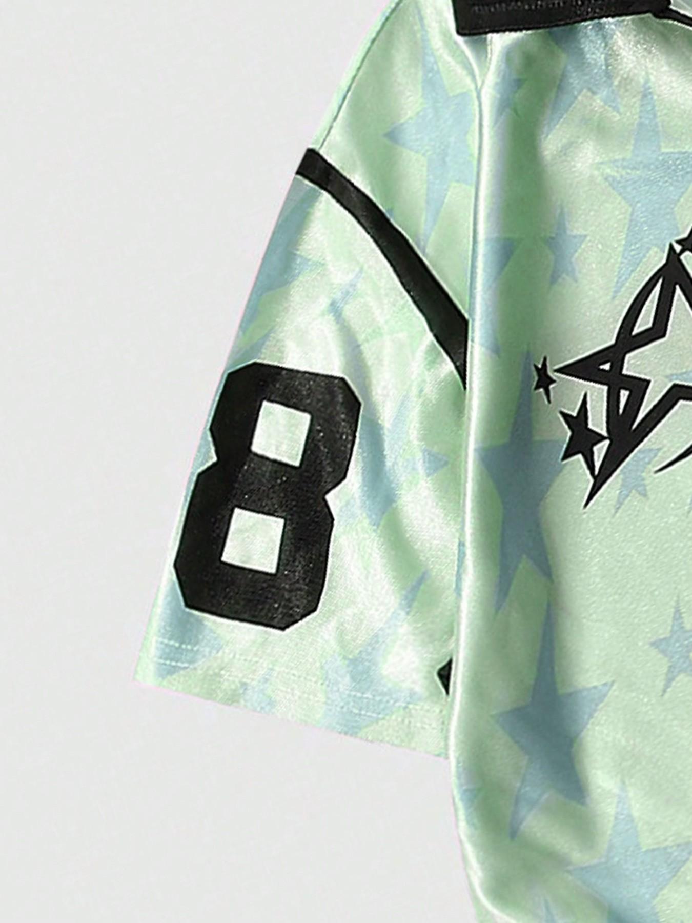 4 PCS Men's Star Print Soccer Polo Shirt Set 🎽✨ Green/Pink/Blue/Purple | "Vancouver" Graphic & Number 88 Detail | Retro Sporty Jersey Style | Lightweight Breathable Fabric | Perfect for Summer Streetwear & Casual Outings | Y2K Trend Essential