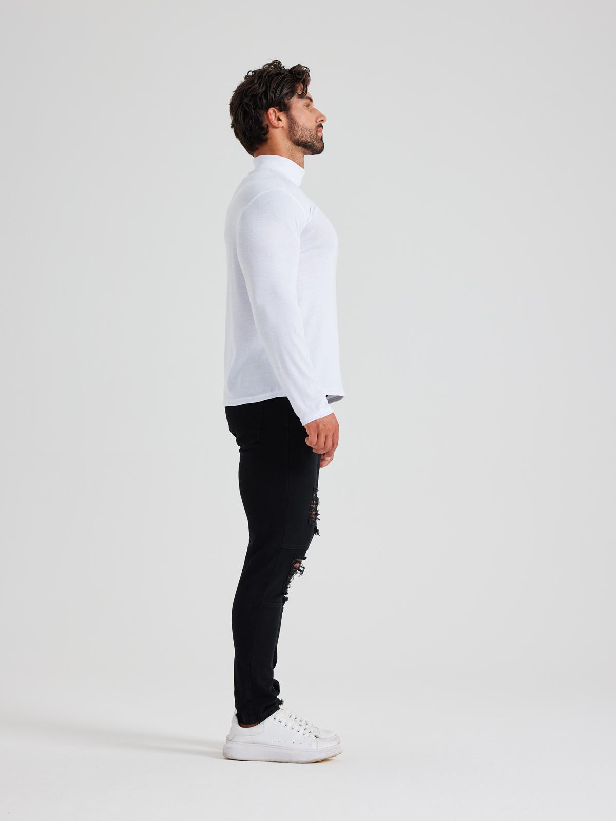 LONGBIDA Men Slim Fit Lightweight Long Sleeve Pullover Top Turtleneck T-Shirt  Fashion Menswear Basic