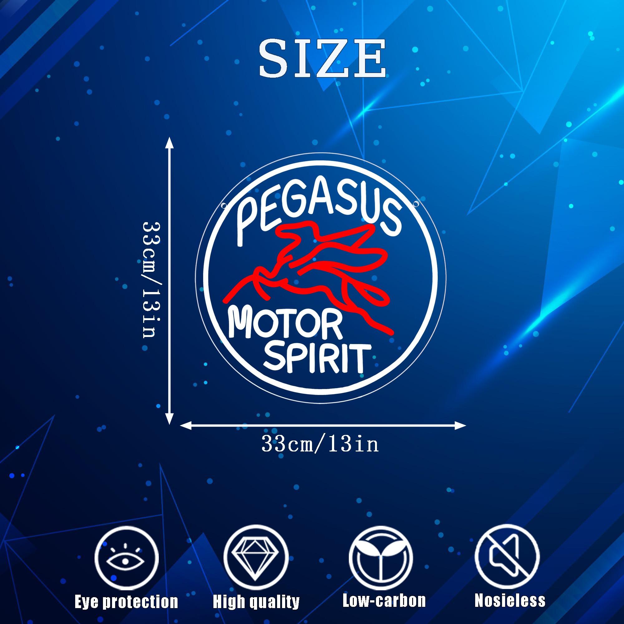 Pegasus Motor Spirit Neon Sign, USB Powered Personalized LED Sign, Neon Sign for Garage, Auto Repair Shop, Birthday Gift for Men