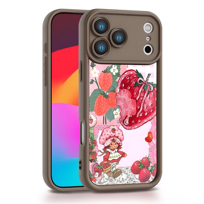 Strawberry Shortcake Pattern Phone Case, Soft Silicone, Fully Protected and Shockproof For iPhone 17 16 15 Pro Max 14 13 12 11 X Plus Air Pink Girl Mini