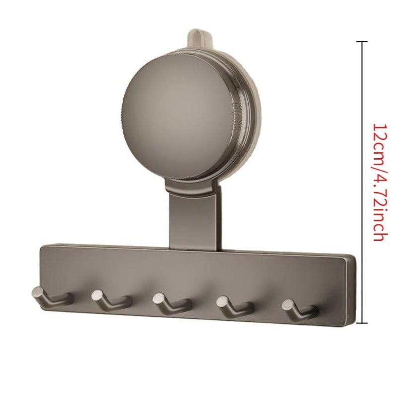 5 Hook Suction Cup Hooks, No Drilling, Waterproof, Reusable, Bathroom Door Hanger, Kitchen Utensil Holder, Luxury Towel Rack