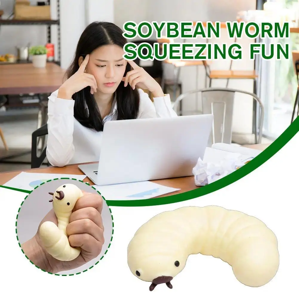 Squish Caterpillar Toy Soft Caterpillar Stretch Cute Sensory AntiStress Decompression Toys Soybean Bug Pinching Fun Toy