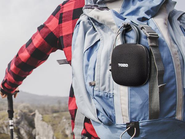 TOZO PE1 Portable Bluetooth Speakers with Adjustable Carabiner, Mini Bluetooth Wireless Shower Speaker with IPX8 Waterproof, 32H Playtime Punchy Bass Audio Speaker for Home, Outdoor and Travel, Black