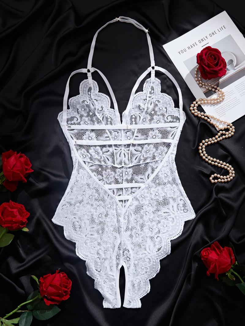 Women's Solid Color Sexy Lace Body Suit Lingerie Bodysuit, Fashion Comfy Breathable Lingerie for Daily Wear, Women's Lingerie for All Seasons