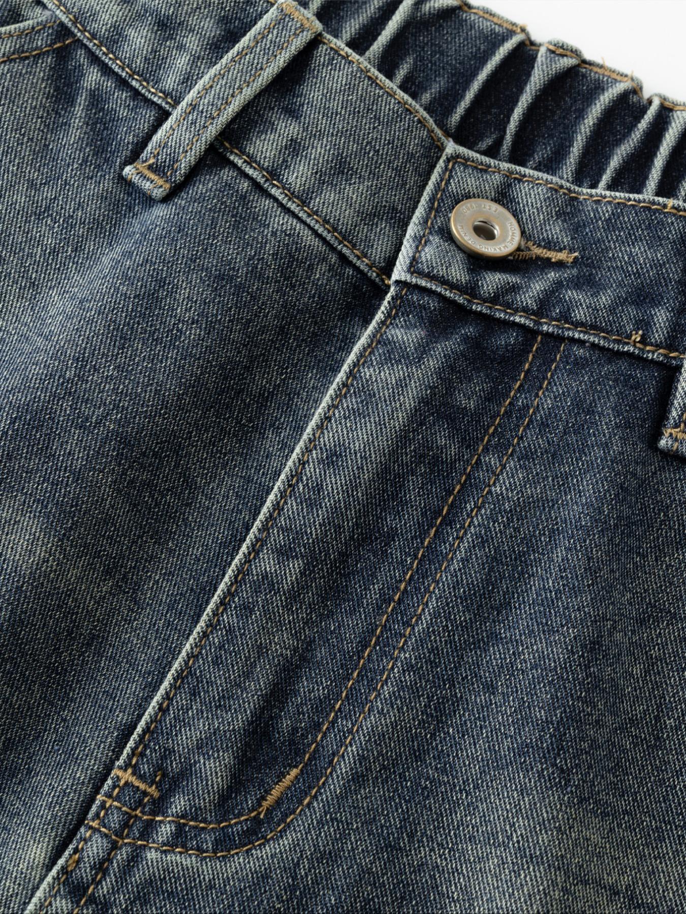 Men's Retro Washed Denim Jeans, Long Loose-Fit Y2K Street Style, All-Season Zipper Fly Pants, Perfect Gift for Boyfriend/husband