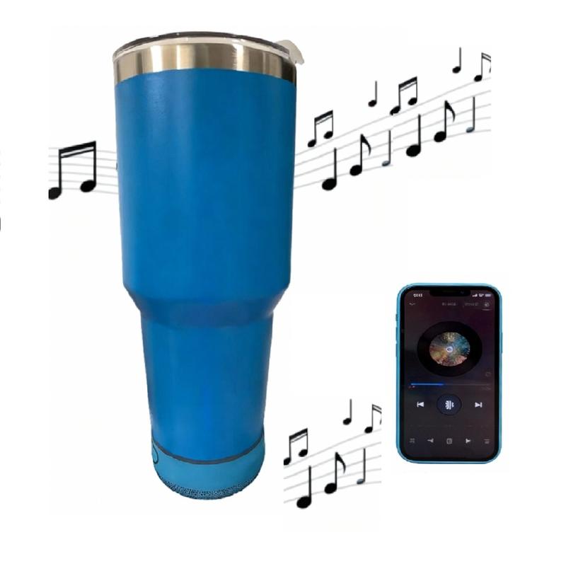 30 Oz Insulated Cup with Bluetooth-compatible Mini Speaker, Large Capacity 900ML Ice Bucket, Detachable Rechargeable Player, Thermal Mug for Hot & Cold Drinks