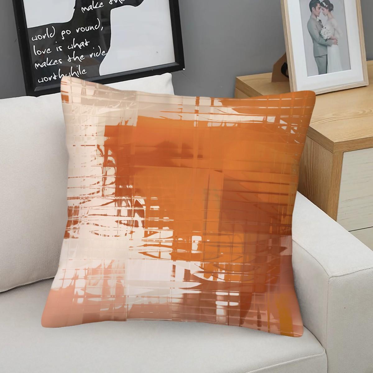 Orange Abstract Brush Stroke Throw Pillow, Modern Art Cushion, Boho Aesthetic Accent Pillow (Includes Pillow Core), Decorative Pillow for Bedroom, Sofa & Dorm