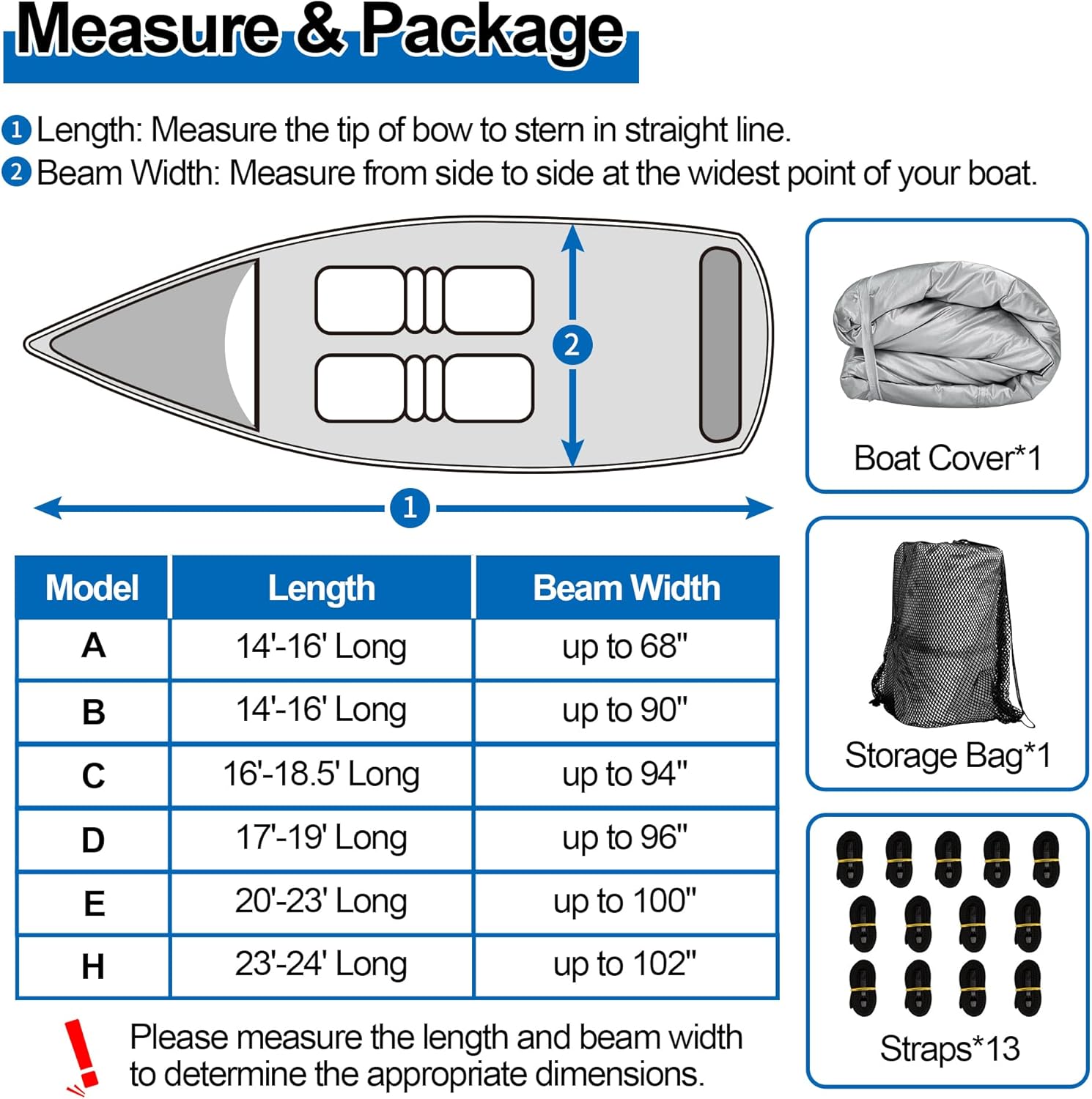 Trailerable PVC Coated Boat Cover - 16'-18.5' Heavy Duty Waterproof Tarp with Storage Bag, Fits V-Hull, Fish&Ski, Runabout (Up to 18.5ft L x 94in W), UV Resistant for Mooring, Trailering, Boat Storage, Pvc Coating