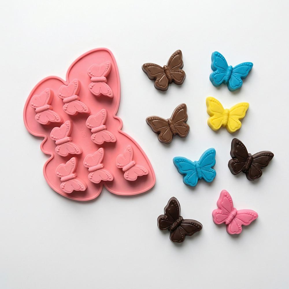 3pcs Butterfly Shape Chocolate Cake Silicone Molds, DIY Candy Pudding Dessert Baking Tray, Ice Cube Trays, Kitchen Accessories
