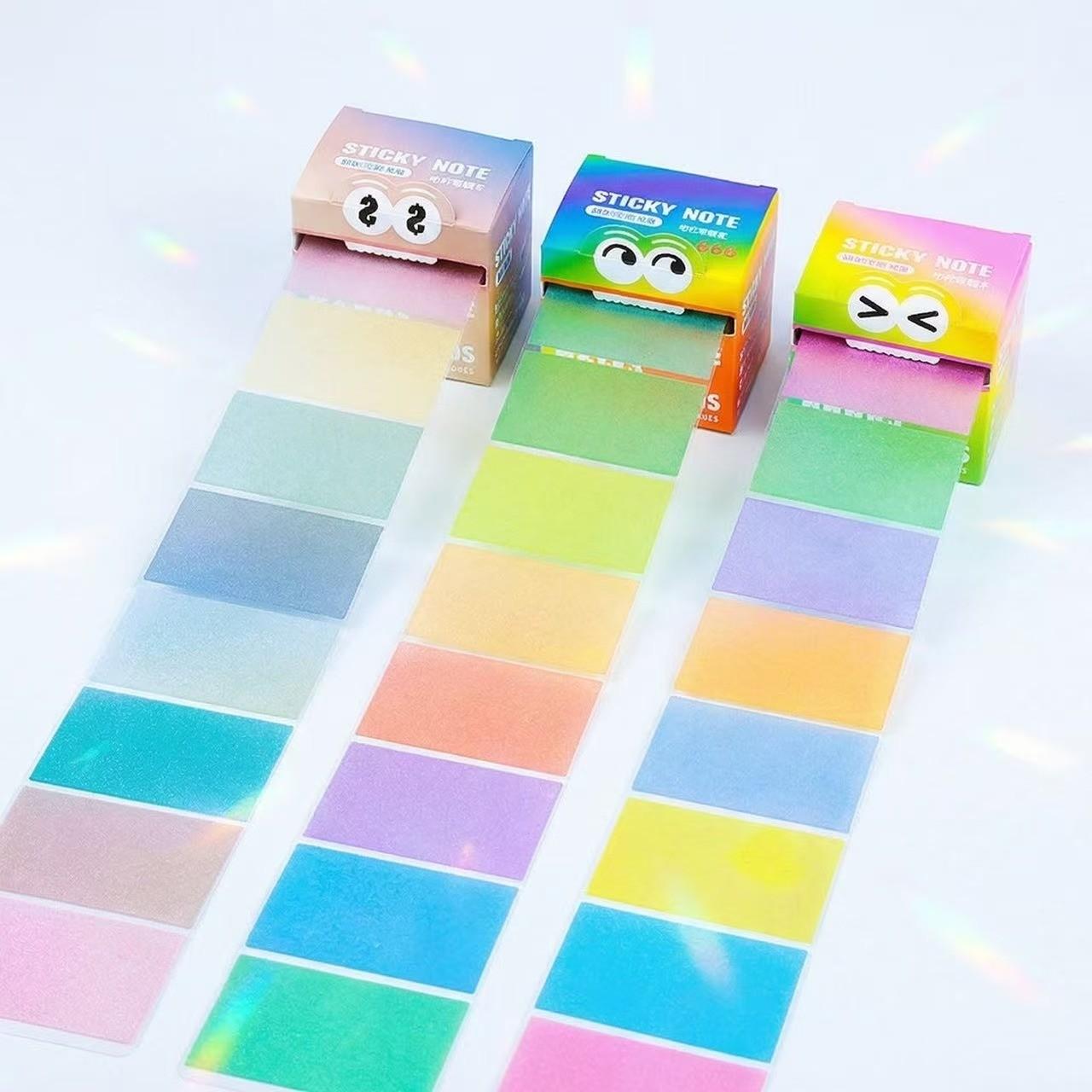 105pcs Rainbow Dopamine color matching pearlescent waterproof post-it notes, pull-out design and easy to use self-adhesive post-it, which is the first choice for colorful and interesting stationery gifts in families, schools and offices.