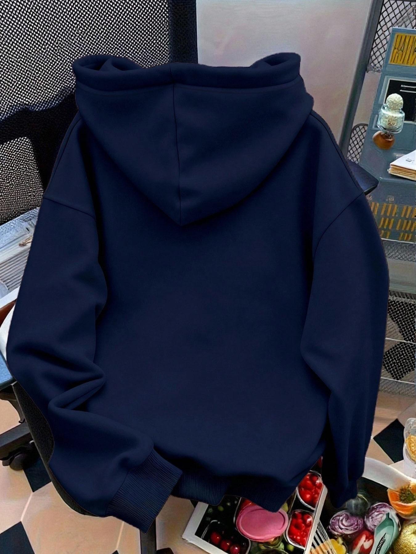 Soft fleece-lined, relaxed-fit graphic style with a bowknot, kangaroo pocket and adjustable drawstring hood. This on-trend hoodie sweatshirt pullover is perfect for versatile daily casual wear in fall and winter.