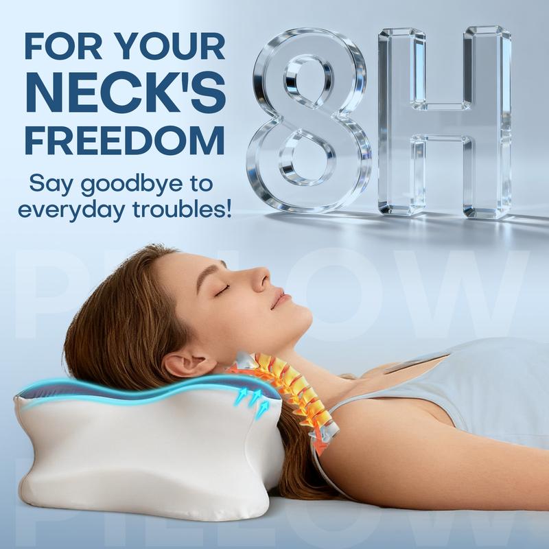 Widened double-wing neck pillow with a cool, breathable design and a removable pillowcase. Available in two different heights. Enlarged armrests accommodate both supine and prone sleepers.Ergonomic memory foam pillow. Valentine's and Christmas gifts.