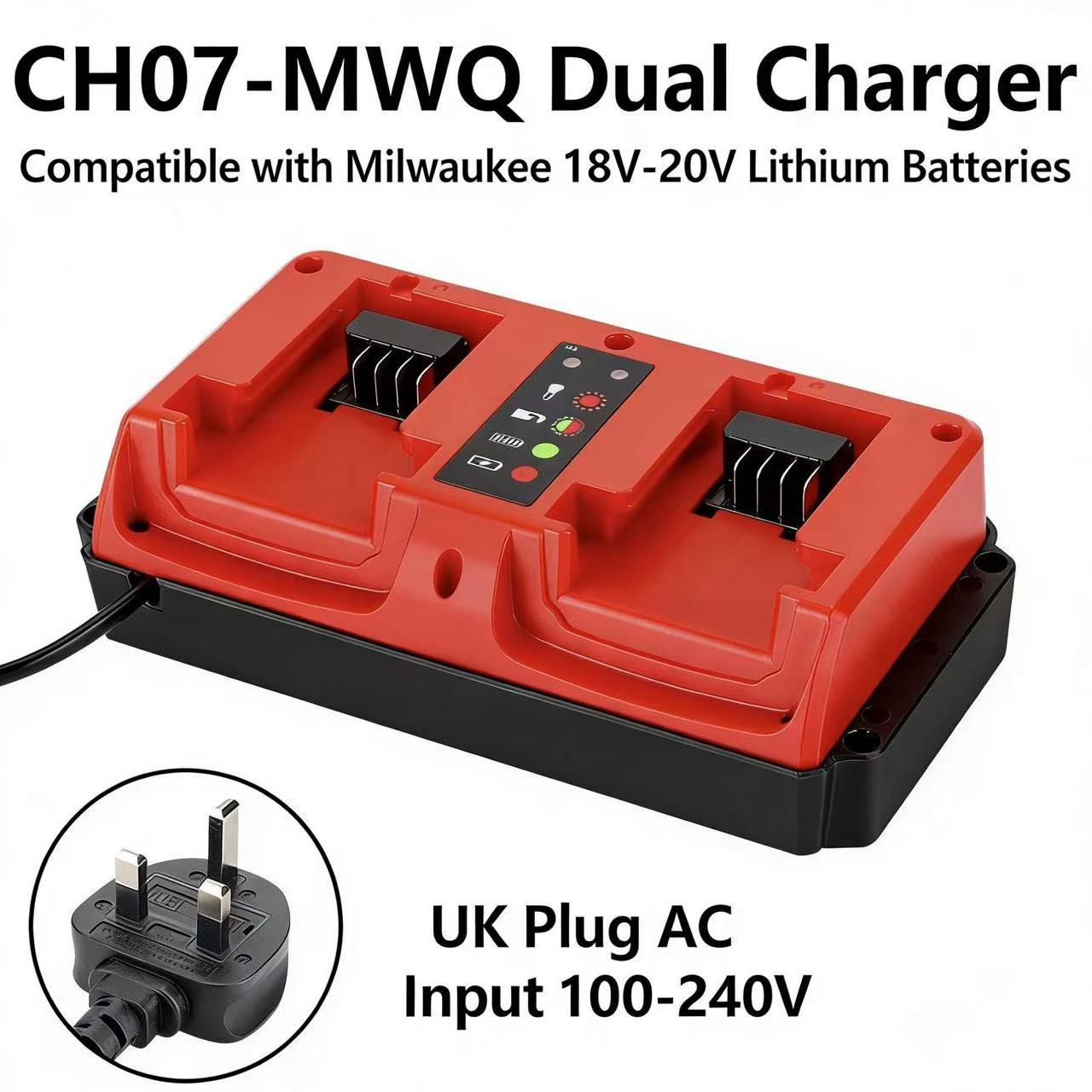 Ch07 Mwq Dual Fast Charger for Milwaukee Ml Electric Tools, 14.4-18v Li Battery, Lithium Batteries, Promotion, Quick Charging Solution
