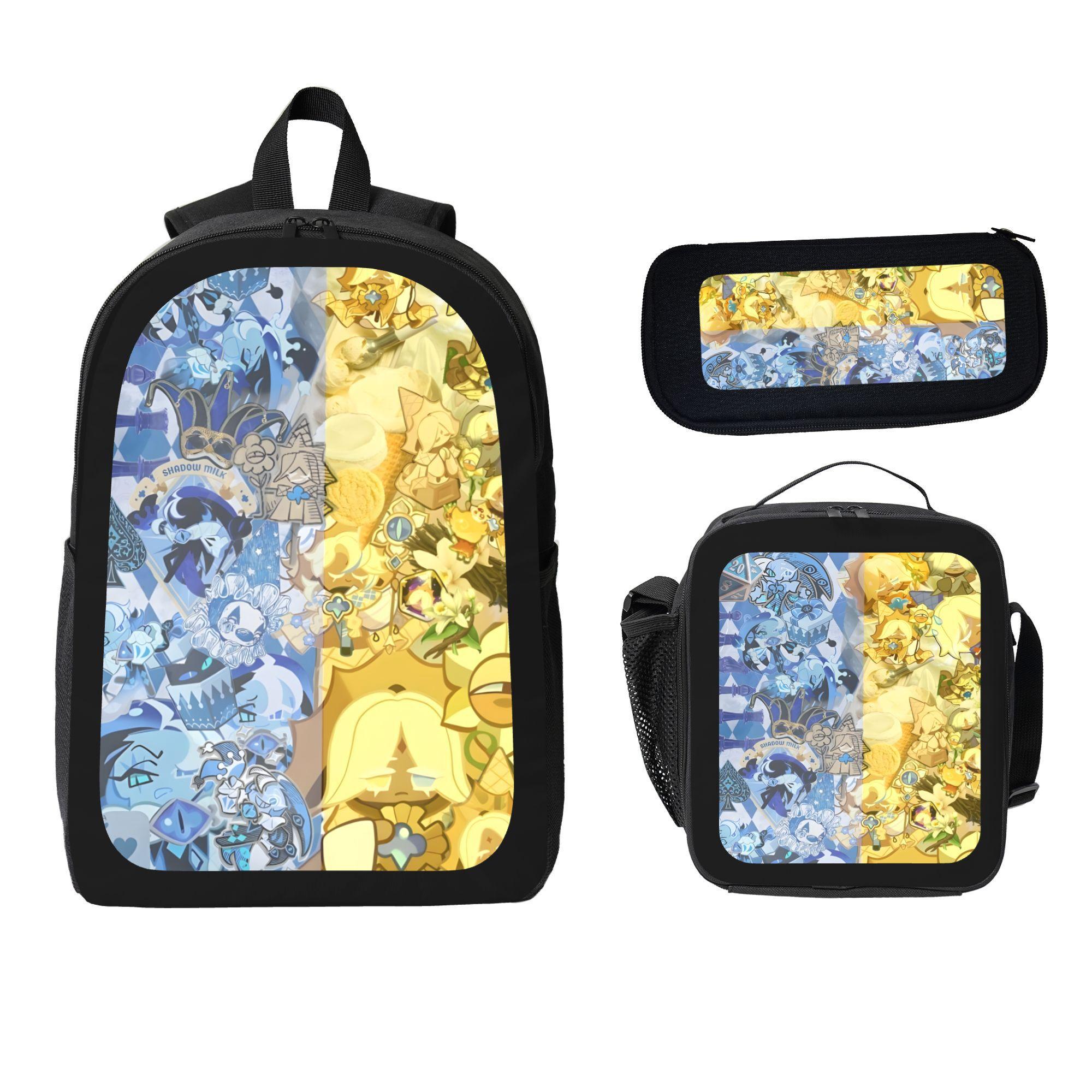 cookie run kingdom  Backpack 3PCS Set shadow milk cookie  School Bag Set ,unisex