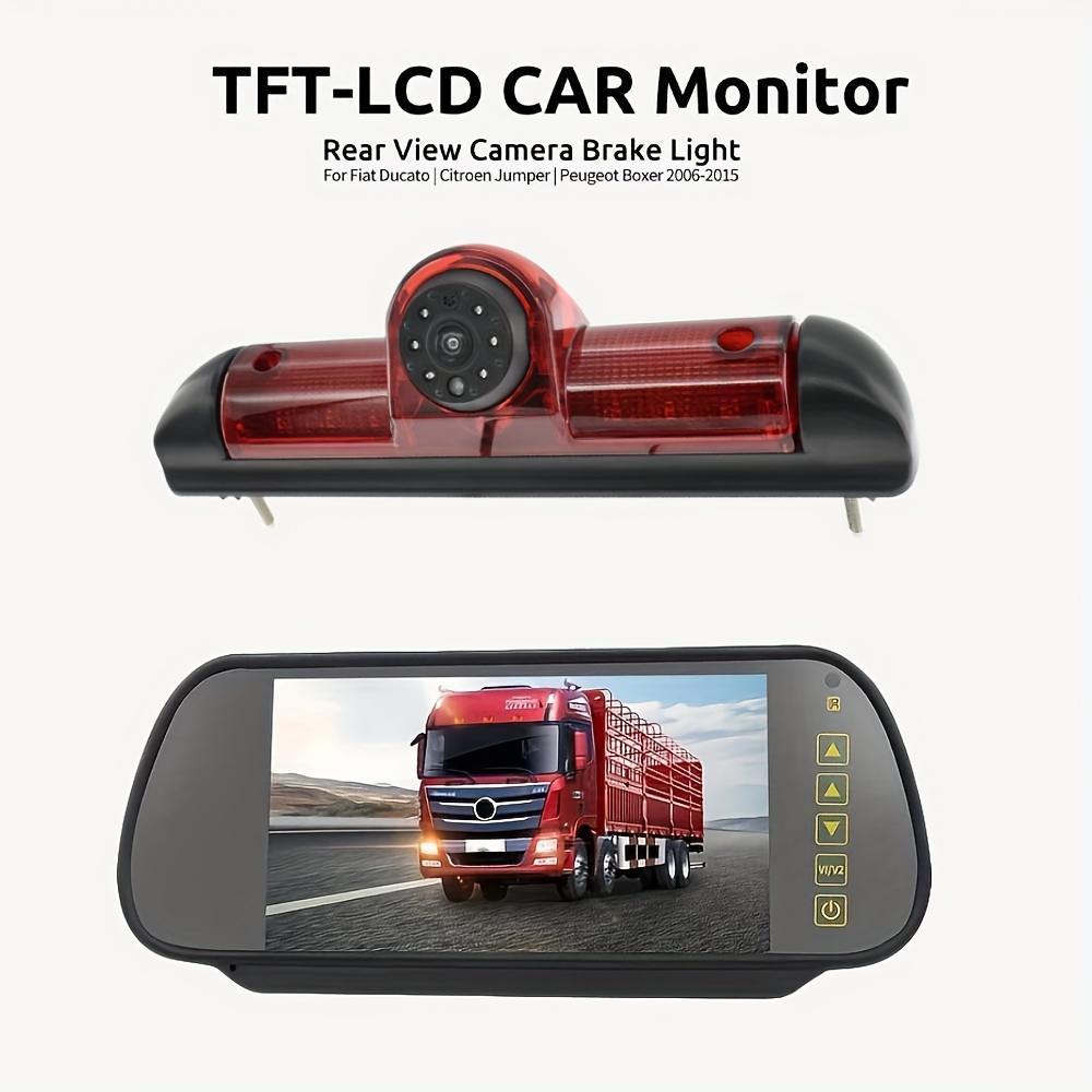 Universal 3rd High Brake Light Parking Reverse Camera with 7-Inch Mirror Monitor Kit, CCD Sensor, 170° Wide Angle View, for CITROEN JUMPER/for PEUGEOT BOXER/for FIAT DUCATO (2004-2006+ Models), Vehicle Safety Accessory, Sleek Vehicle Accessory