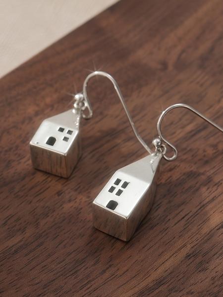 Vintage House Pendant Earrings for Women, Creative Geometric Design, Casual Jewelry for Daily Wear, Parties & Vacation, Boho Style Jewelry