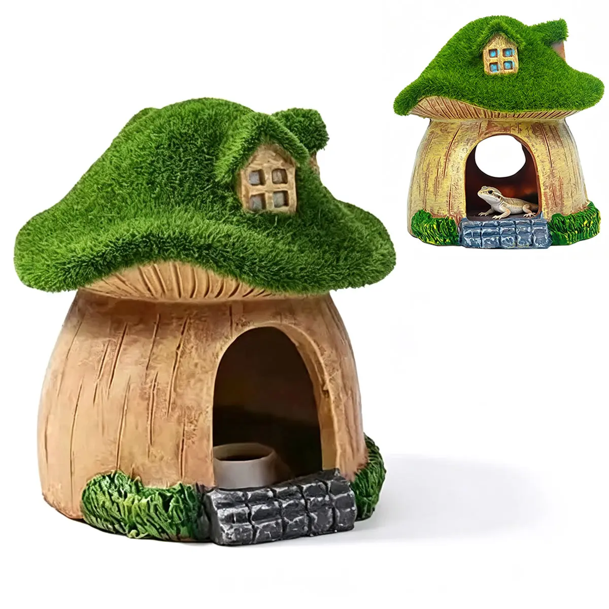 Aquarium Mushroom Fish Hideout - Resin Fish Tank Caves, Hamster Mushroom House, Fish and Shrimp Shelter Landscape Cave for Christmas Fish Tank Decorations