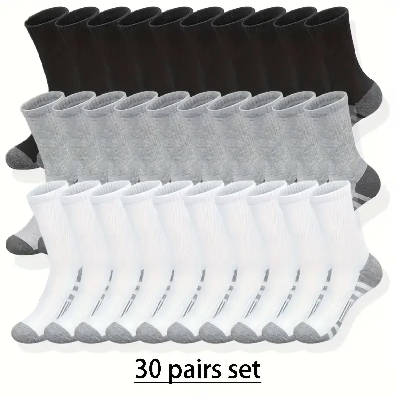 30 Pairs/ Mixed Color Random Teenager'S Long Socks for Autumn And Winter, Autumn Sports Socks for Teenager, For Teenager