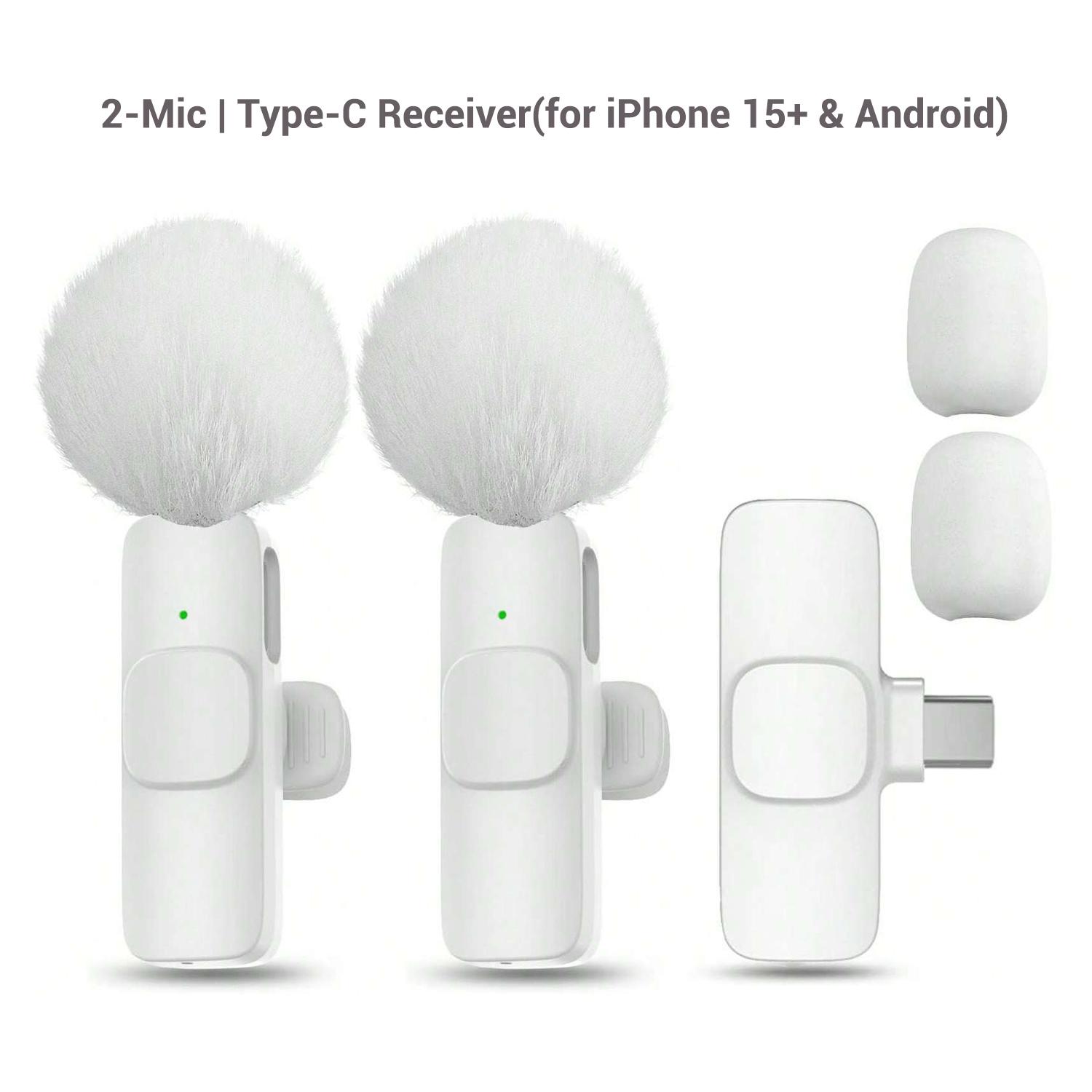 Professional Wireless Lavalier Microphone, USB Rechargeable Plug-and-Play Lapel Mic for Video Recording, Teaching, Interviews and Podcasts