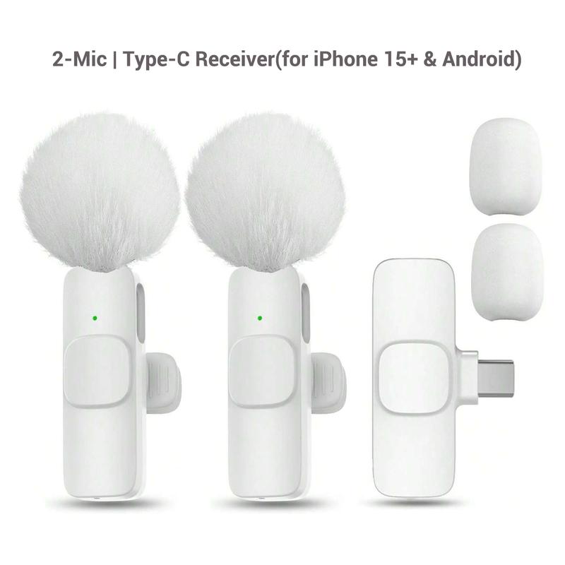 Professional Wireless Lavalier Microphone, USB Rechargeable Plug-and-Play Lapel Mic for Video Recording, Teaching, Interviews and Podcasts