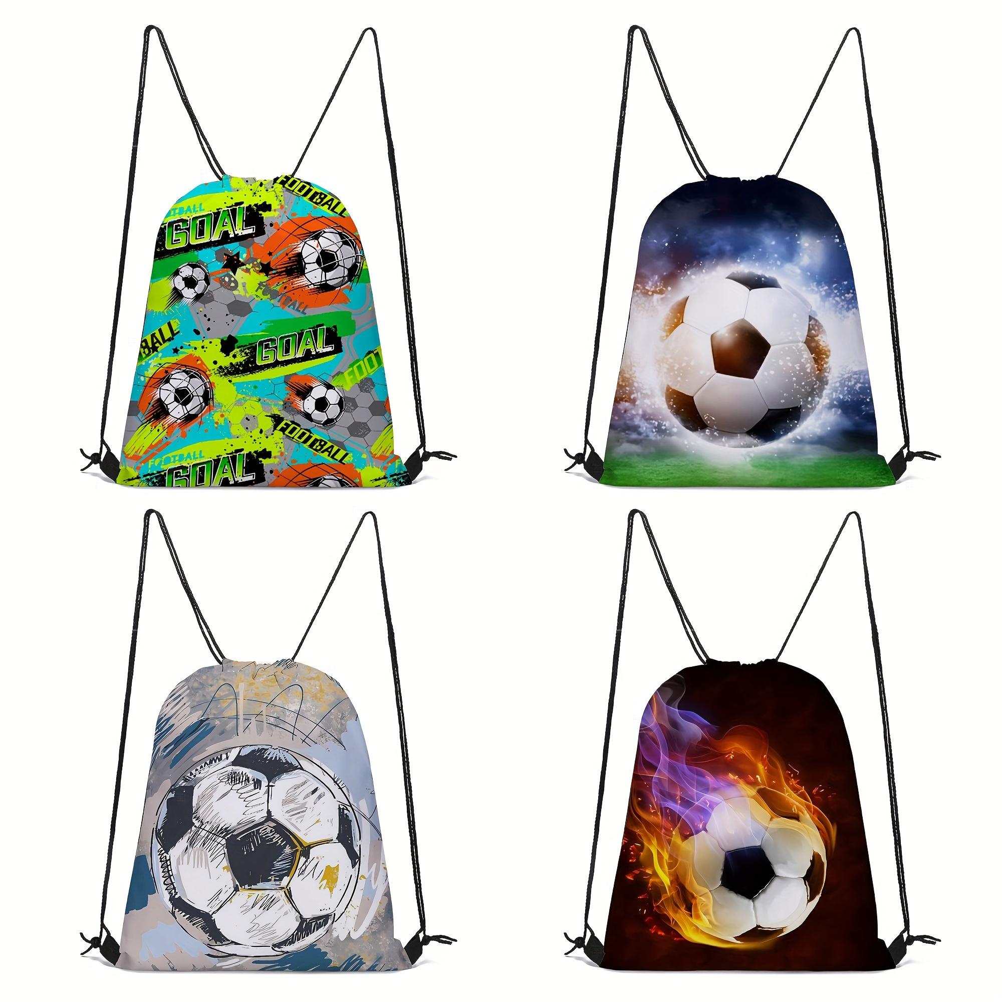 Football sports printed casual printed colorful drawstring backpack, travel and vacation unisex sports fitness training large capacity storage bag