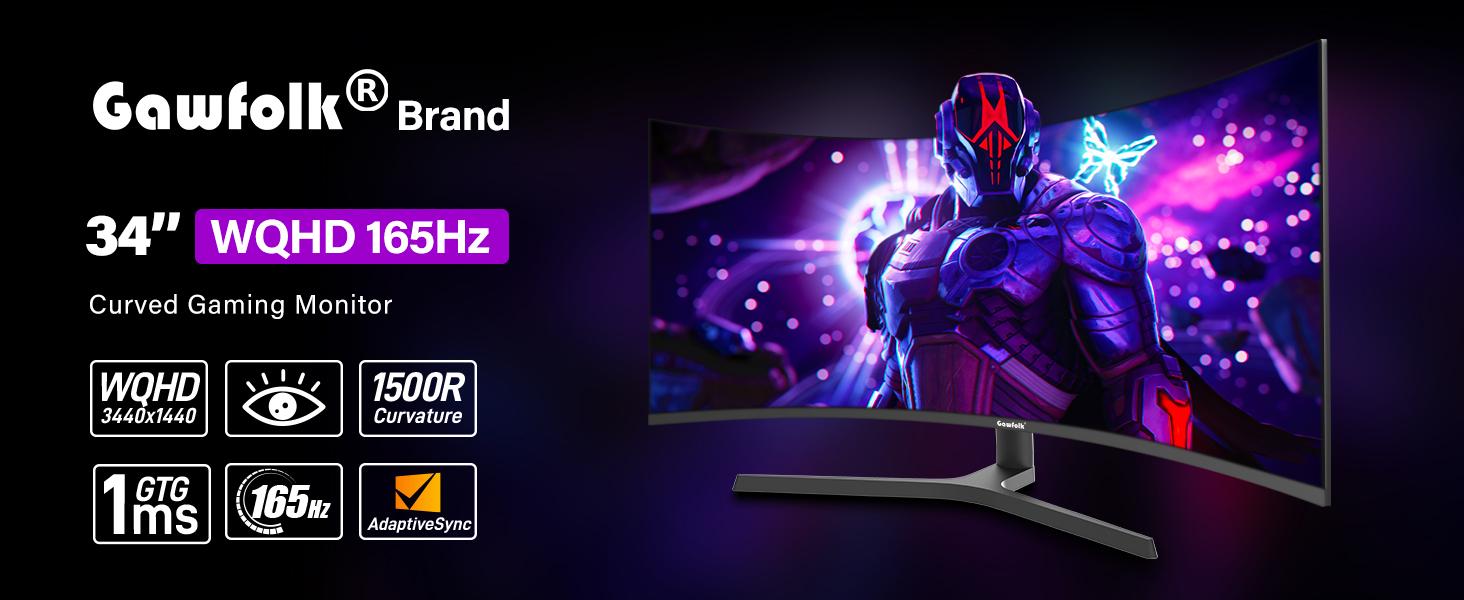 34 Inch Ultrawide Curved Gaming Monitor, 1500R PC Screen 165hz UWQHD 3440x1440, Curved Computer Screen with FreeSync,Multi-Directional Adjustable Base 34 Inch Ultrawide Curved Gaming Monitor, 1500R PC Screen 165hz UWQHD 3440x1440, Curved Computer Screen with FreeSync,Multi-Directional Adjustable Base
